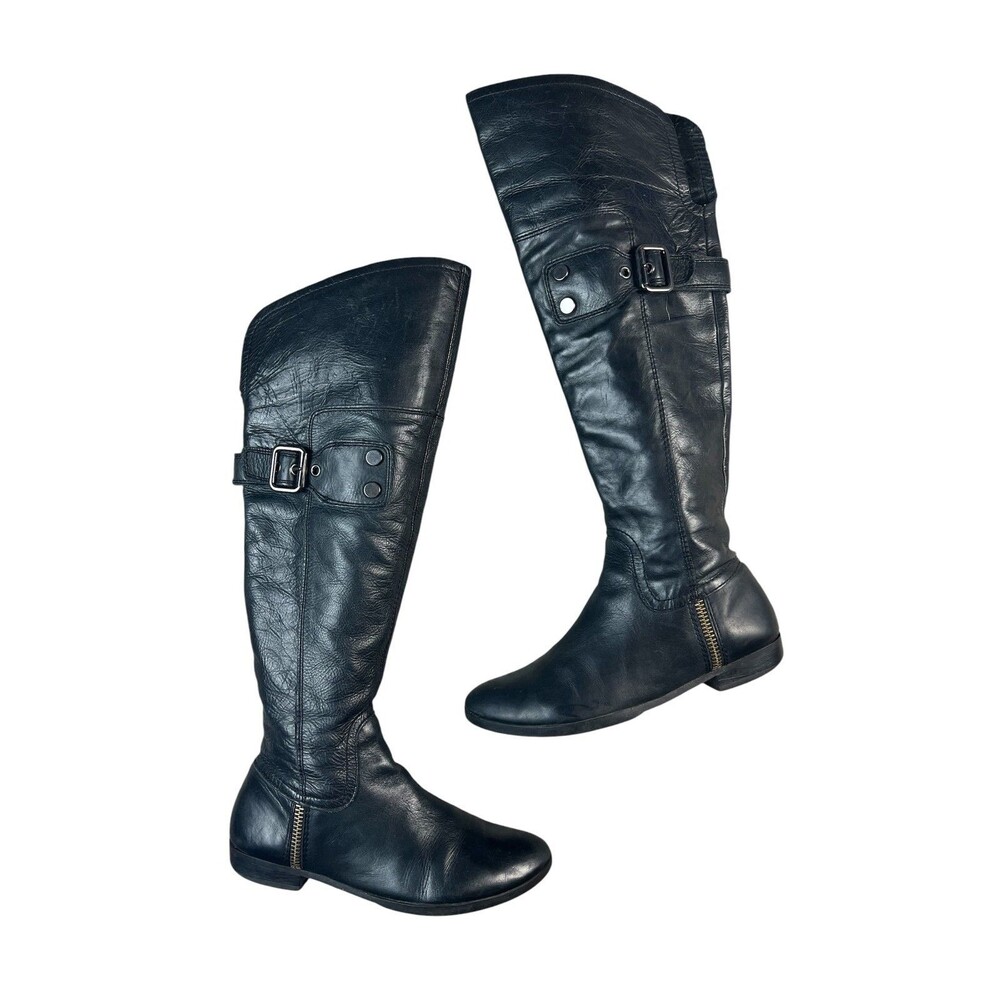 Apepazzo Cagliari Black Leather Tall Equestrian Riding Boots Size 7.5